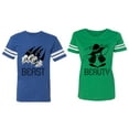thumbnail image 1 of Beast Beauty Matching Couple Cotton Jerseys (Men Royal / Women Green) (Men XL / Women M), 1 of 3