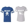thumbnail image 1 of Beast Beauty Matching Couple Cotton Jerseys (Men Royal / Women Heather) (Men XXL / Women L), 1 of 3