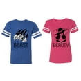 thumbnail image 1 of Beast Beauty Matching Couple Cotton Jerseys (Men Royal / Women Pink) (Men XXL / Women M), 1 of 3