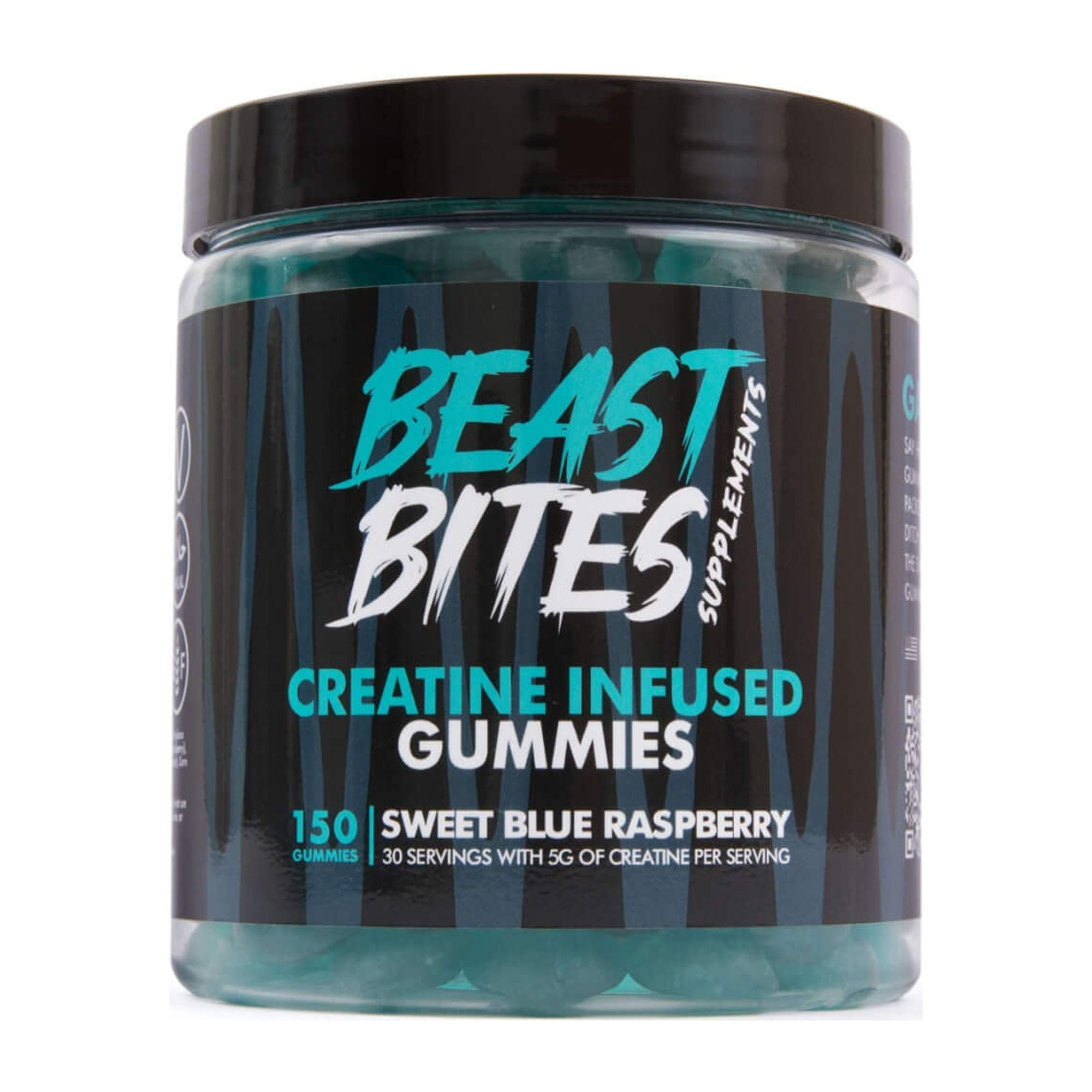 Beast Bites Creatine Monohydrate 5g Gummies, 30 Servings, Sweet Blue
