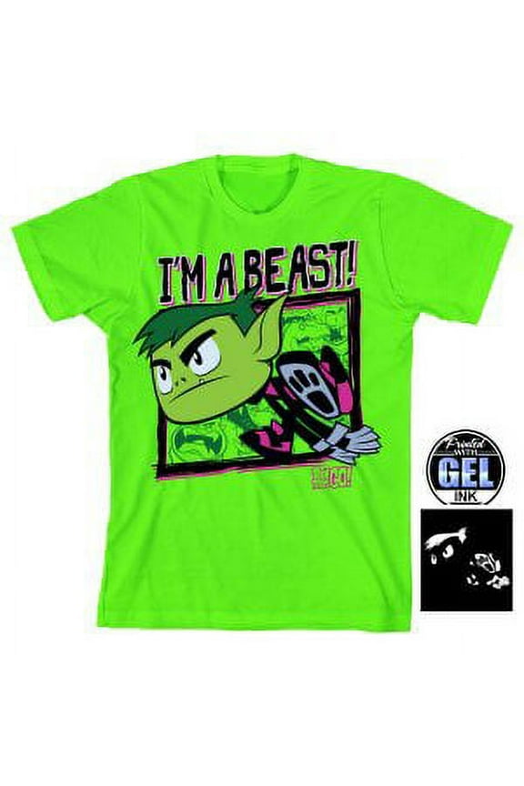 Beast Boy Youth Teen Titans Go I'm A Beast Boy's Puff Base Ink Shirt