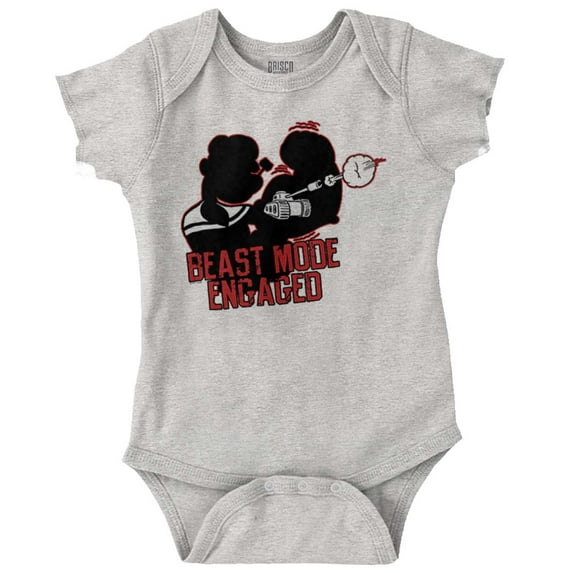 Beast Engaged Popeye Gym Workout Romper Boys or Girls Infant Baby Brisco Brands 12M