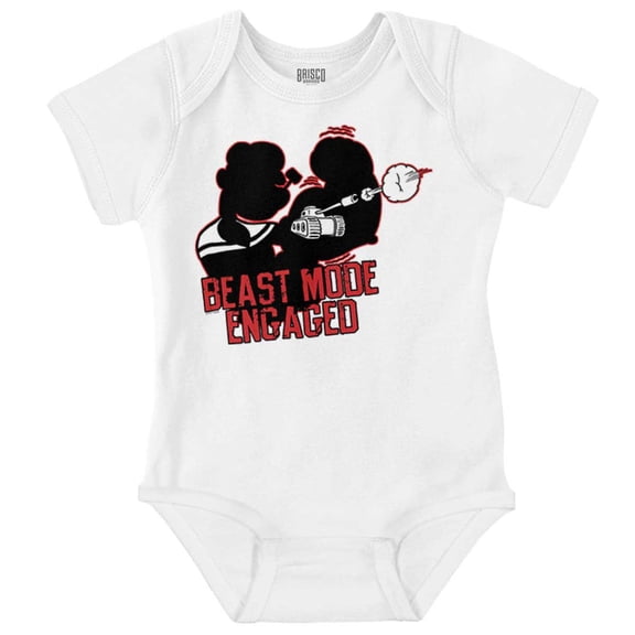 Beast Engaged Popeye Gym Workout Romper Boys or Girls Infant Baby Brisco Brands 12M