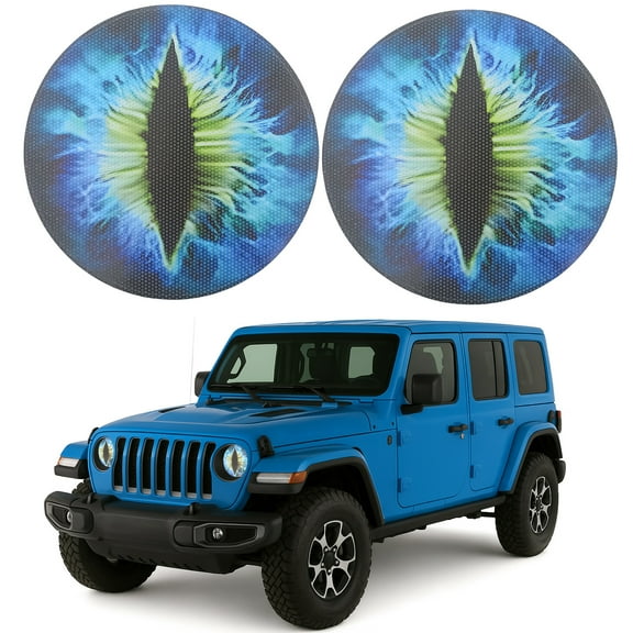 Beast Eyes Headlight Decals, 3D Round Stickers and Decals for Jeep Wrangler, Stereo Eyes Headlight Decal Stickers (Blue)
