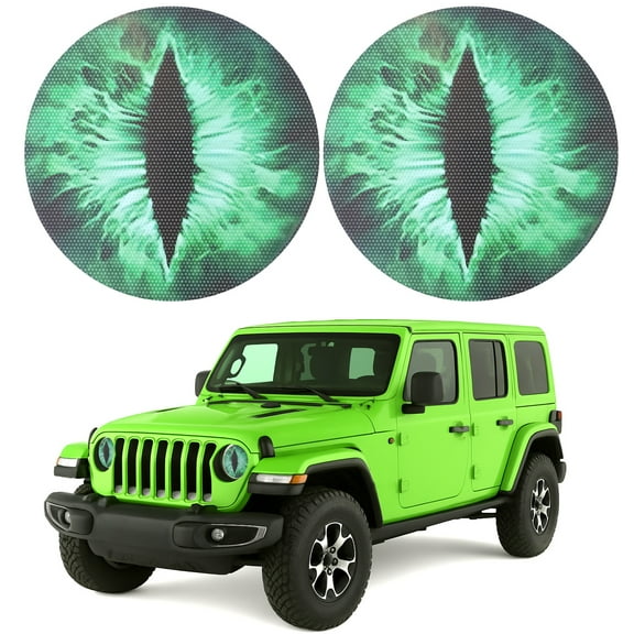 Beast Eyes Headlight Decals, 5D Round Stickers and Decals for Jeep Wrangler, Stereo Eyes Headlight Decal Stickers (Green)