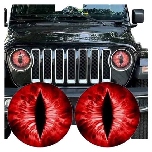 Beast Eyes Headlight Decals for Jeep, 3D Eye Headlight Stickers Pair, Round Headlight Vinyl Decals for Wrangler JK JL JT Gladiator, Funny Car Headlight Covers for Truck SUV Off Road Vehicles
