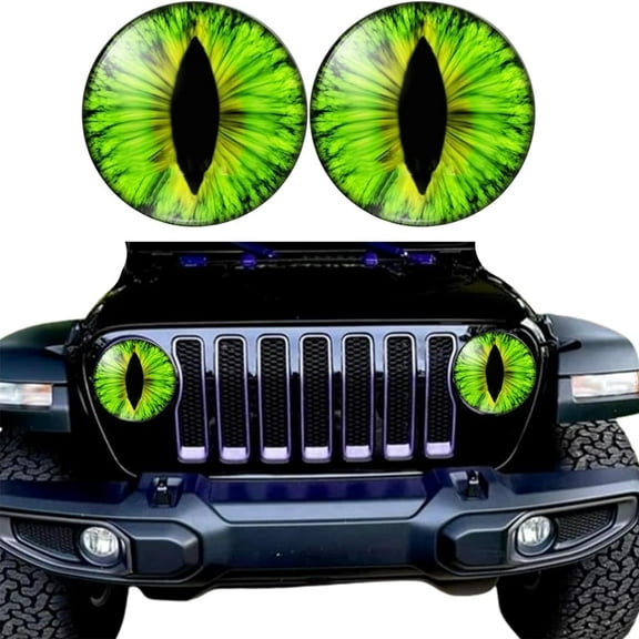 Beast Eyes Headlight Decals, Round Headlight Decal, Funny Jeep Stickers, 3D Stereo Eyes Headlight Decal Stickers, Eye Decals Pair for Truck Car Body Window Bumper Decorations