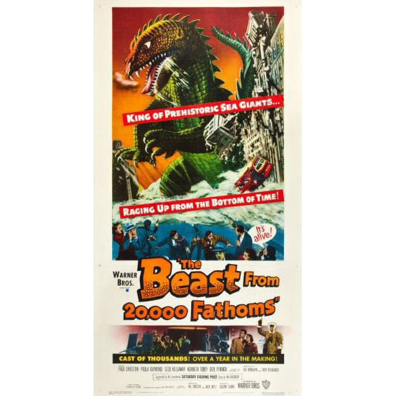 Beast From 20000 Fathoms Movie Poster Insert 14inx36in 36cmx92cm Square Adults Best Posters