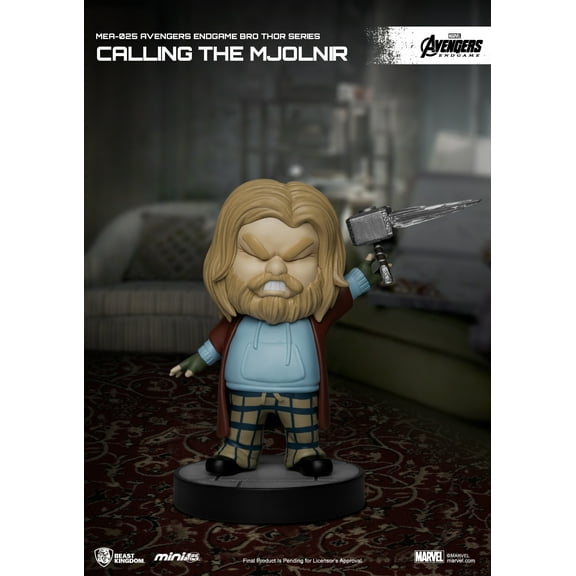 Beast Kingdom Avengers: Endgame: Bro Thor Calling Mjolnir MEA-025 Mini Egg Attack Figure, Multicolor