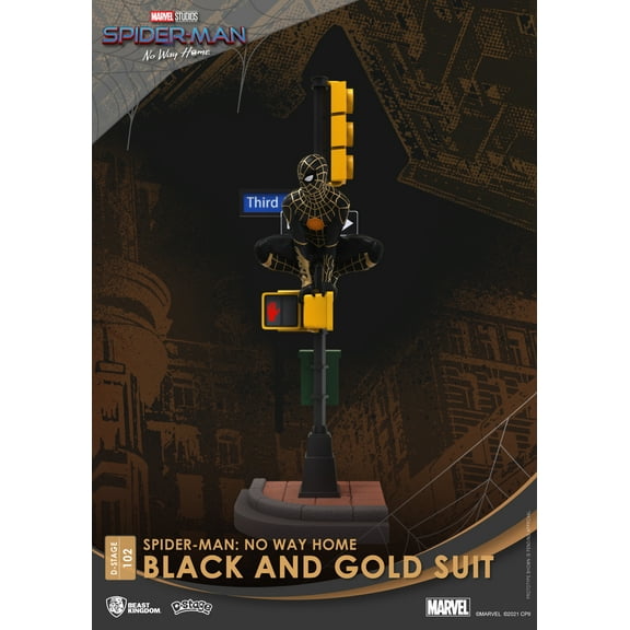 Beast Kingdom Marvel Spider-Man No Way Home: Spiderman Black and Gold Suit DS-102 D-Stage Diorama Figure (Closed Box)