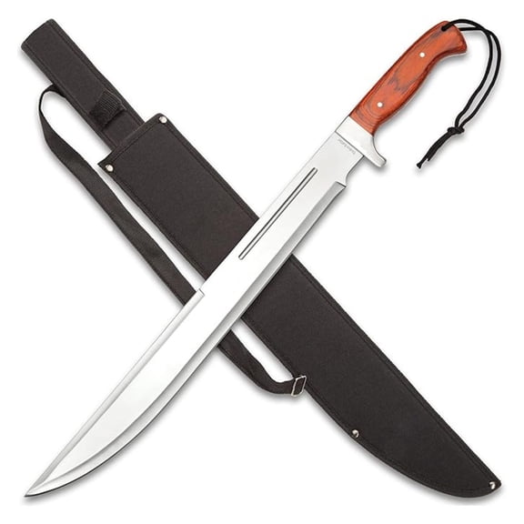 Beast Machete | 18 3/4" Stainless Steel Blade | Secure Wooden Handle | Stainless Steel Guard | Durable Nylon Sheath Included | 25" Overall Length