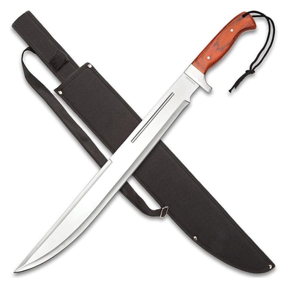 Beast Machete | 18 3/4" Stainless Steel Blade | Secure Wooden Handle | Stainless Steel Guard | Durable Nylon Sheath Included | 25" Overall Length
