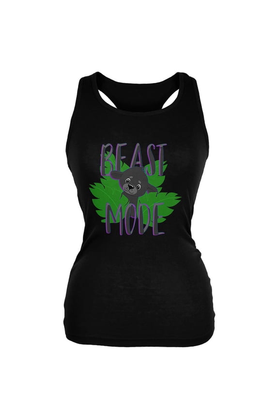 Beast Mode Cute Black Panther Cub Juniors Soft Tank Top Black 2XL
