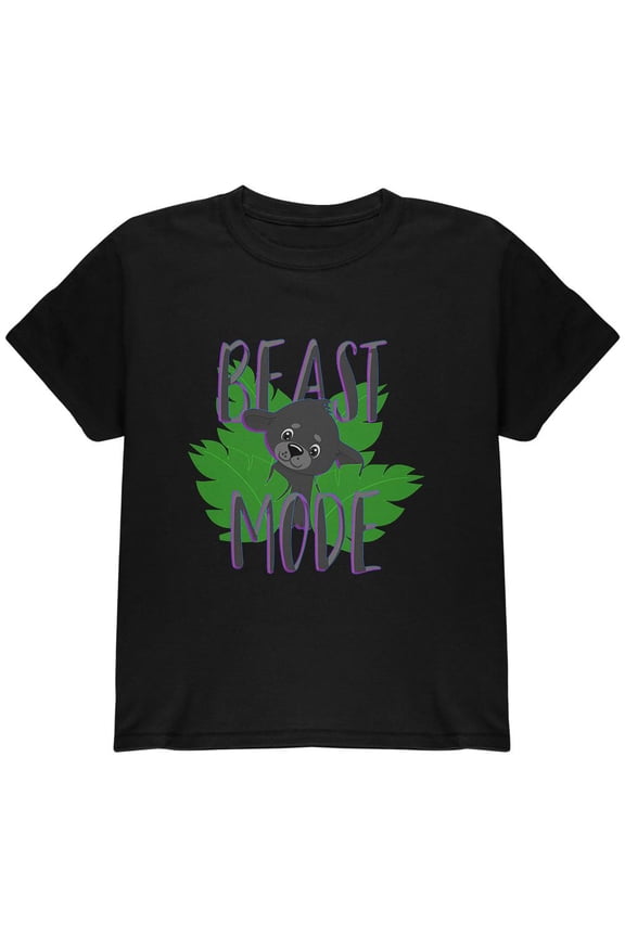 Beast Mode Cute Black Panther Cub Youth T Shirt Black YLG