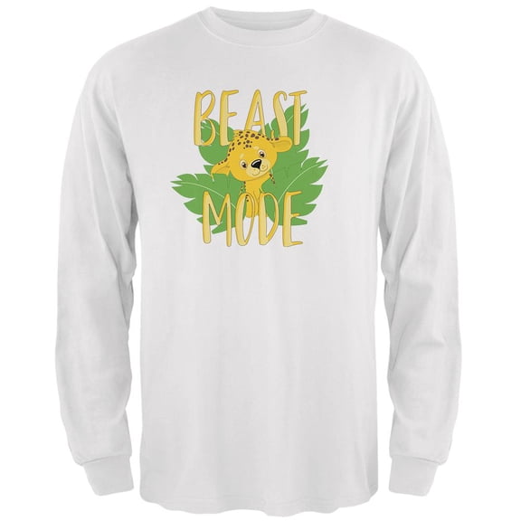 Beast Mode Cute Cheetah Cub Mens Long Sleeve T Shirt White LG