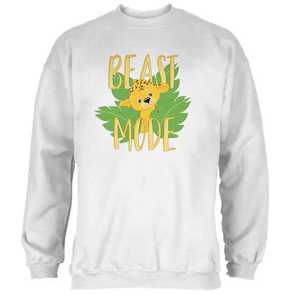 Beast Mode Cute Cheetah Cub Mens Sweatshirt White MD