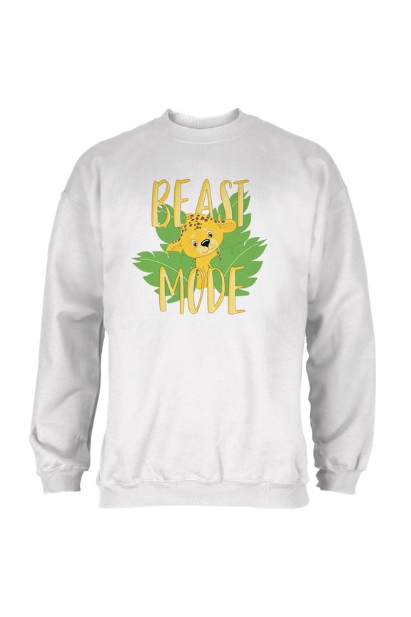 Beast Mode Cute Cheetah Cub Mens Sweatshirt White MD