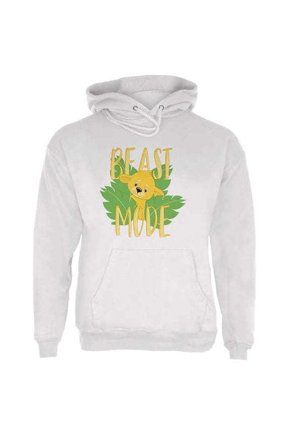 Beast Mode Cute Lion Cub Mens Hoodie White LG