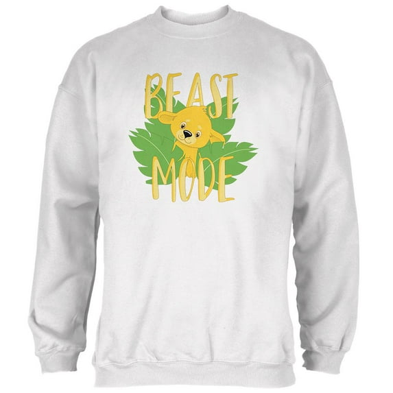 Beast Mode Cute Lion Cub Mens Sweatshirt White LG