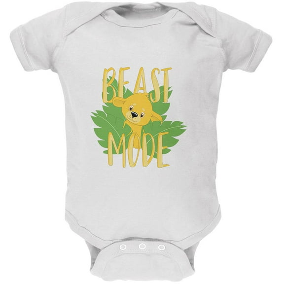Beast Mode Cute Lion Cub Soft Baby One Piece White 9-12 M