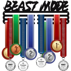 Beast Mode Medal Holder Display Hanger Rack Frame for Sport Race Metal Medal Hanger for Gymnastics Soccer Basketball Competition15.75x6Inches Black