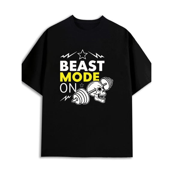 Beast Mode On men 180G 100% Cotton black Retro Unisex Shirt Cotton tshirts Trendy Unisex Shirt Graphic tshirts Basic Unisex Shirt Graphic Tee tshirts