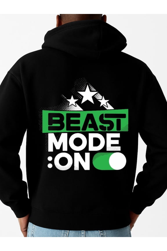 Beast Mode On funny hoodies funny humor men machine washable black Casual Solid Basic Hooded Sweatshirt Streetwear For Winter Fall, As Gifts spring vintage funny humor