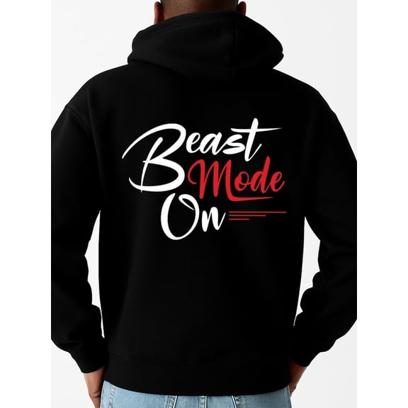 Beast Mode On graphic hoodies funny humor men long sleeve black Solid Color Design Long Sleeve Casual Hooded Sweatshirt graphic work wife Basic Unisex Shirt Graphic tshirts