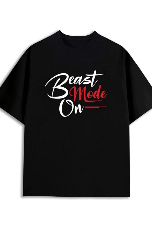 Beast Mode On for men 180G Cotton black Fashion Unisex Shirt Short Sleeve tshirts Casual Unisex Shirt Graphic Tee tshirts Classic Unisex Shirt Cotton tshirts