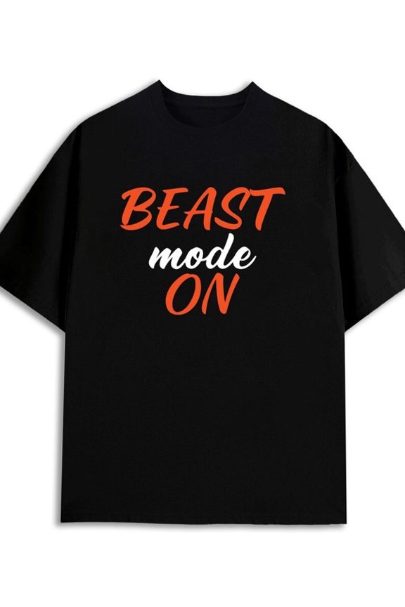 Beast Mode On mens 180G 100% Cotton black Funny Unisex Shirt Printed tshirts Original Unisex Shirt Crewneck tshirts Trendy Unisex Shirt Graphic tshirts