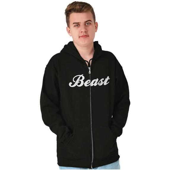 Beast Motivation Workout Gym Fitness Men's Big & Tall Graphic Zip Up Hoodie Brisco Brands 2X