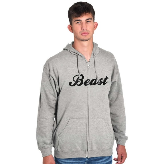 Beast Motivation Workout Gym Fitness Men's Big & Tall Graphic Zip Up Hoodie Brisco Brands 2X