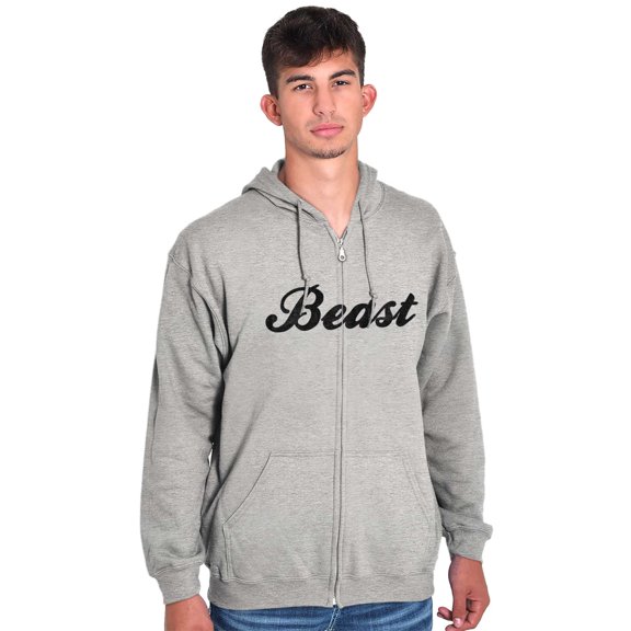 Beast Motivation Workout Gym Fitness Zip Hoodie Sweatshirt Men Brisco Brands X