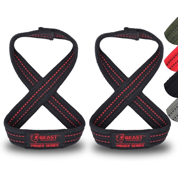 Beast Power Gear Figure 8 Strap Heavy Duty Deadlift Strap Power Wrist Strap Weightlifting Powerlifting Shrugs Workout Men Women