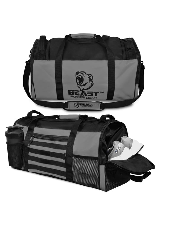 Beast Power Gear Gym Duffle Bag- Workout, Boxing, MMA, Sports Gym Bag with Shoes Compartment Adjustable Shoulder Strap for Men & Women