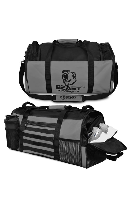 Beast Power Gear Gym Duffle Bag- Workout, Boxing, MMA, Sports Gym Bag with Shoes Compartment Adjustable Shoulder Strap for Men & Women