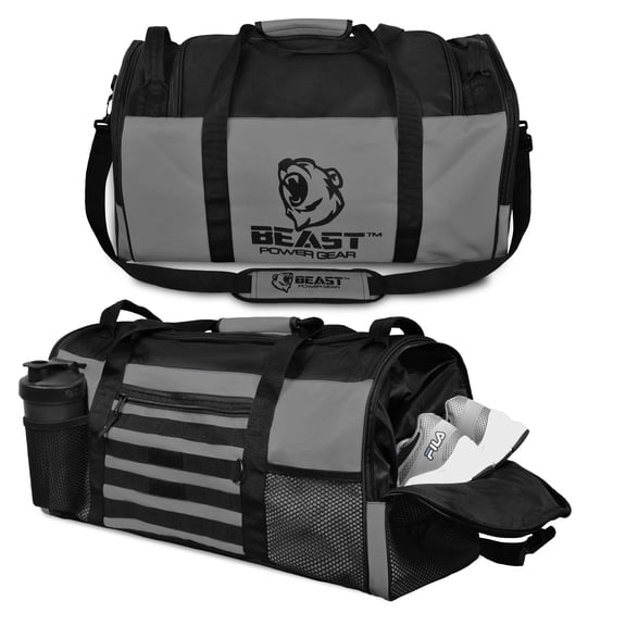 Beast Power Gear Gym Duffle Bag- Workout, Boxing, MMA, Sports Gym Bag with Shoes Compartment Adjustable Shoulder Strap for Men & Women