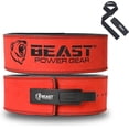 thumbnail image 1 of Beast Power Gear Weight Lifting Belt with Free Strap - 4 Inches Wide 10MM 13MM Lever Belt Weightlifting with Lever Buckle, 1 of 5