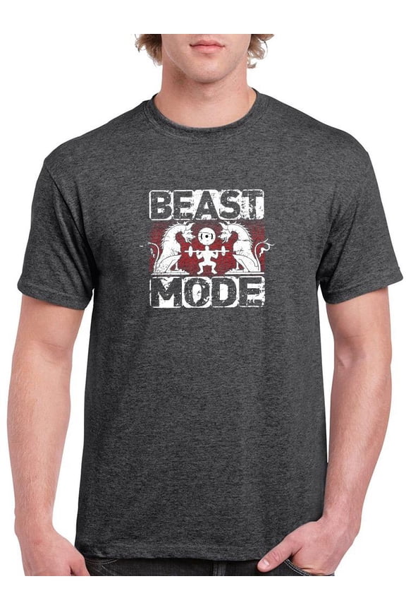 Beast Powerlifting Mode T-Shirt Men -Image by Shutterstock, Male x-Large