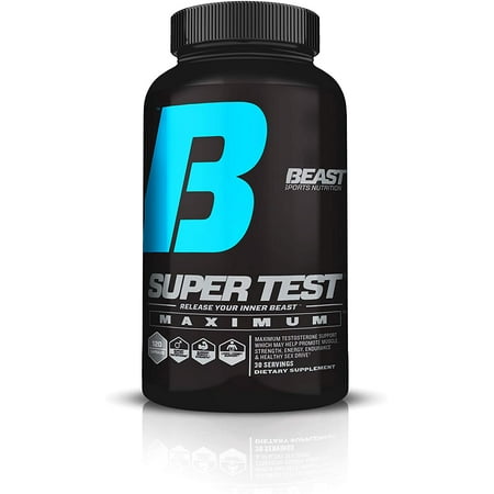 Beast Sports Nutrition - Super Test Maximum Caps - Clinically Dosed with 5 Powerful Test Boosters - Build Muscle and Lose Fat Easier & Faster- Increase Nitric Oxide & Boost Libido- 120 Capsules