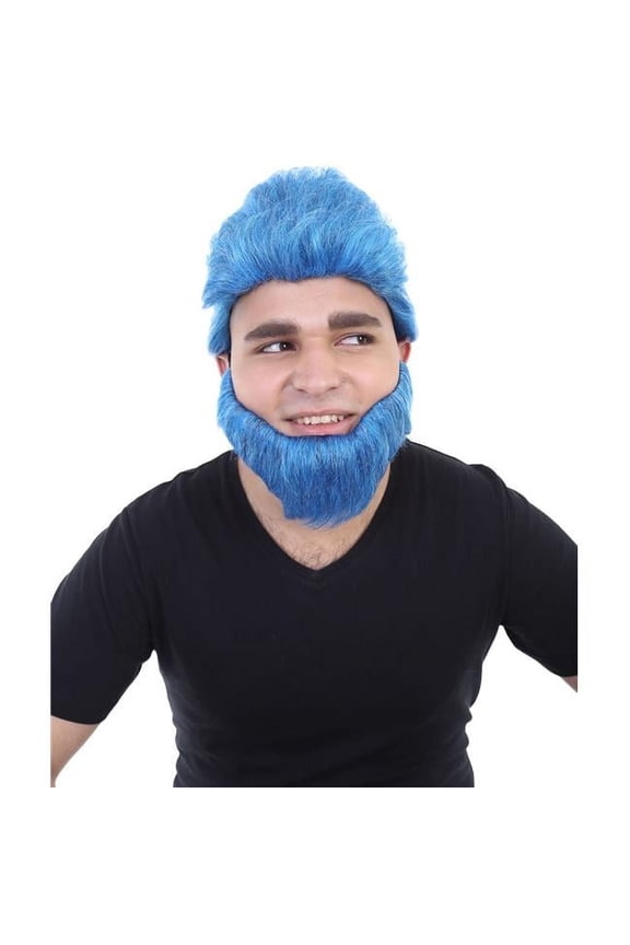 Beast Wig & Beard | Blue Cosplay Halloween Wig | Premium Breathable Capless Cap