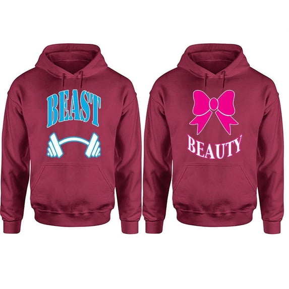 Beast and Beauty Couple Matching Pullover Hoodies