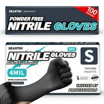 Beastek Nitrile Exam Gloves, 4 Mil 100 Pcs, Powder-Free Latex-Free Medical Cooking Food-Safe Disposable Gloves, Black