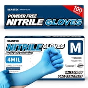 Beastek Nitrile Exam Gloves, 4 Mil 100 Pcs, Powder-Free Latex-Free Medical Cooking Food-Safe Disposable Gloves, Blue Violet