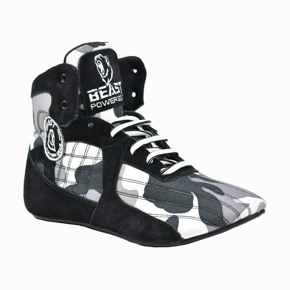 Beastpowergear Bodybuilding Weightlifting MMA Cross-Trainer & Wrestling Shoes For Mens Gray Camo