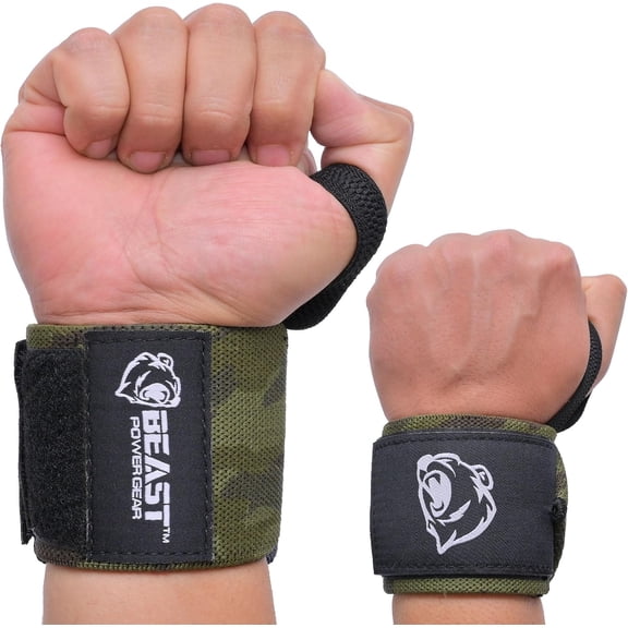 Beastpowergear Heavy Duty Workout Wrist Wraps 18” Wrist Support for Fitness, Bodybuilding, Weightlifting, Powerlifting, Strength Training for Men and Women.