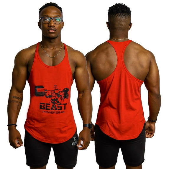 Beastpowergear Men's Gym Stringer Tank Top Y-Back Bodybuilding Cut Shirt Fitness Training Mesh Sleeveless Vest