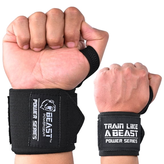 Beastpowergear Stiff Heavy Duty Wrist Wraps 18” 24” 30” Wrist Support Weightlifting, Powerlifting, Heavy Bench & Strength Training- Men and Women