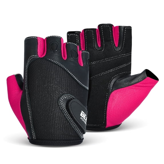 Beastpowergear Workout Gloves for Women(Pair) Padded Durable Leather Palm, Washable, Half-Finger, Womens Workout Gloves Designed & Sized Specially for Women
