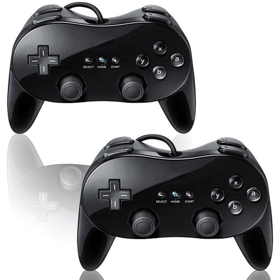 Beastron Classic Pro Controller For Nintendo Wii/WiiU (Black, 2 Pack)